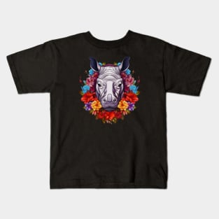 Honorable Javan Rhino and Floral Aesthetic Kids T-Shirt